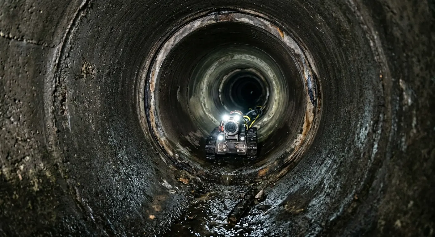 Robotic sewer camera inspecting pipe interior for Sewer Line Repair in Swoyersville